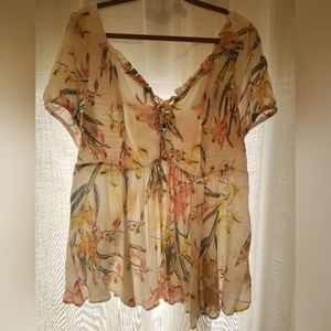 Torrid Summer Floral Crinkle Top